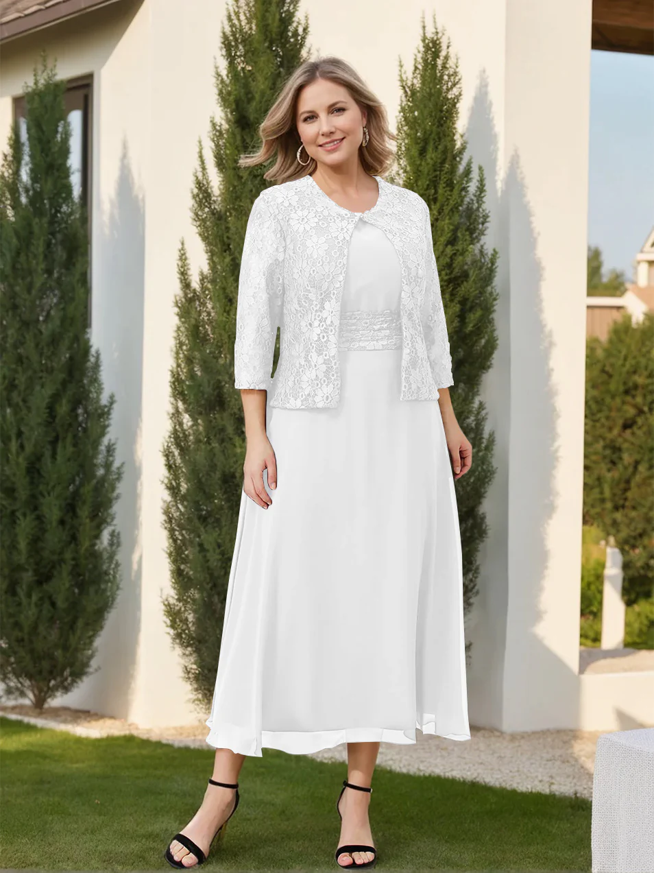 A-Line/Princess Plus Size Mother of the Bride Dresses with Applique & Jacket - Image 53