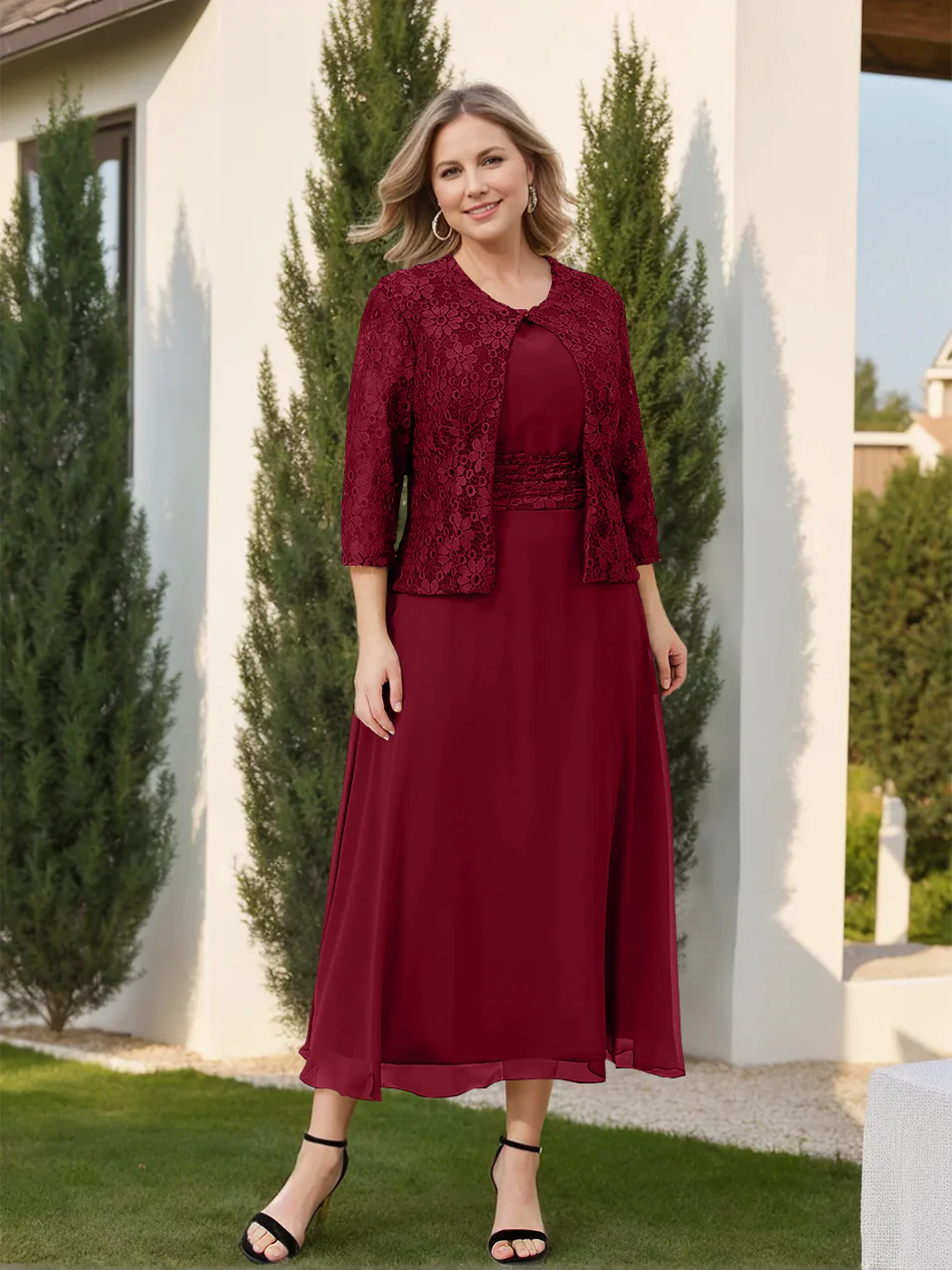 A-Line/Princess Plus Size Mother of the Bride Dresses with Applique & Jacket - Image 54