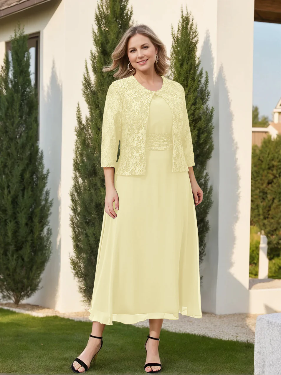 A-Line/Princess Plus Size Mother of the Bride Dresses with Applique & Jacket - Image 56
