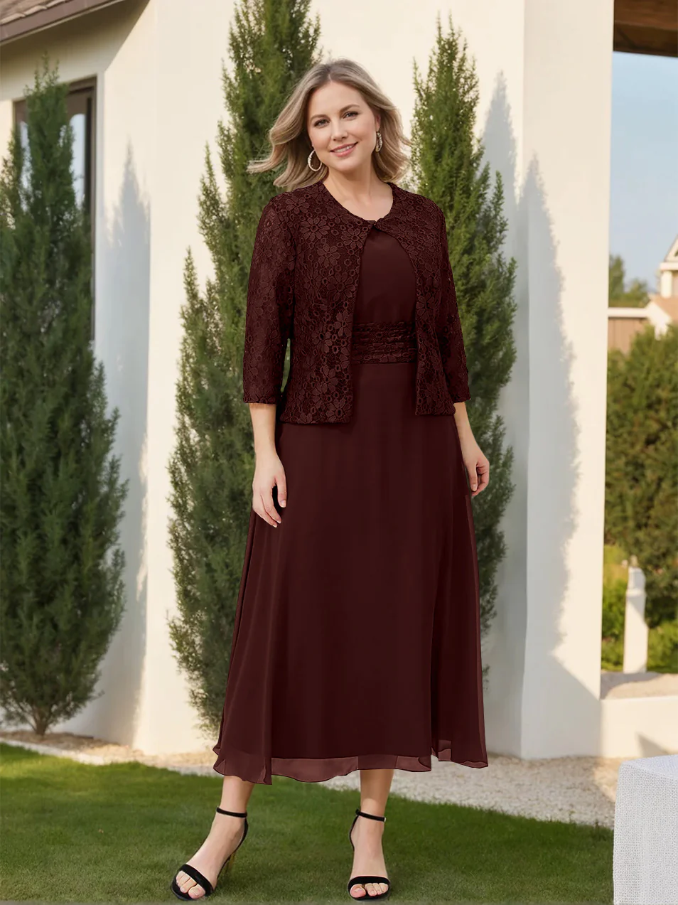 A-Line/Princess Plus Size Mother of the Bride Dresses with Applique & Jacket - Image 7