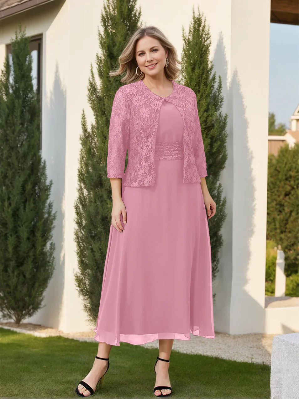 A-Line/Princess Plus Size Mother of the Bride Dresses with Applique & Jacket - Image 8