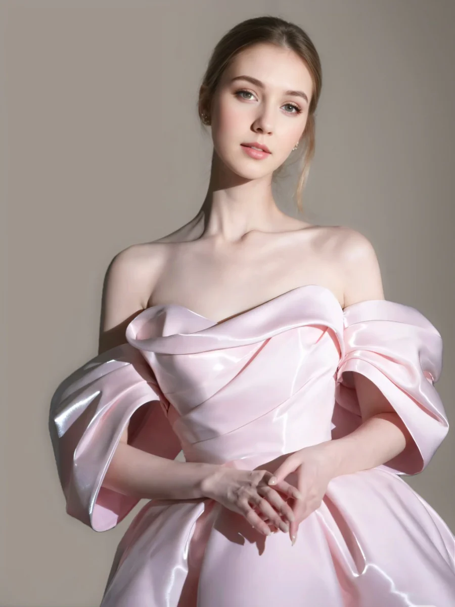 A-line/Princess Pretty Off-the-shoulder Short Sleeves Ruched Cocktail Dresses - Image 3