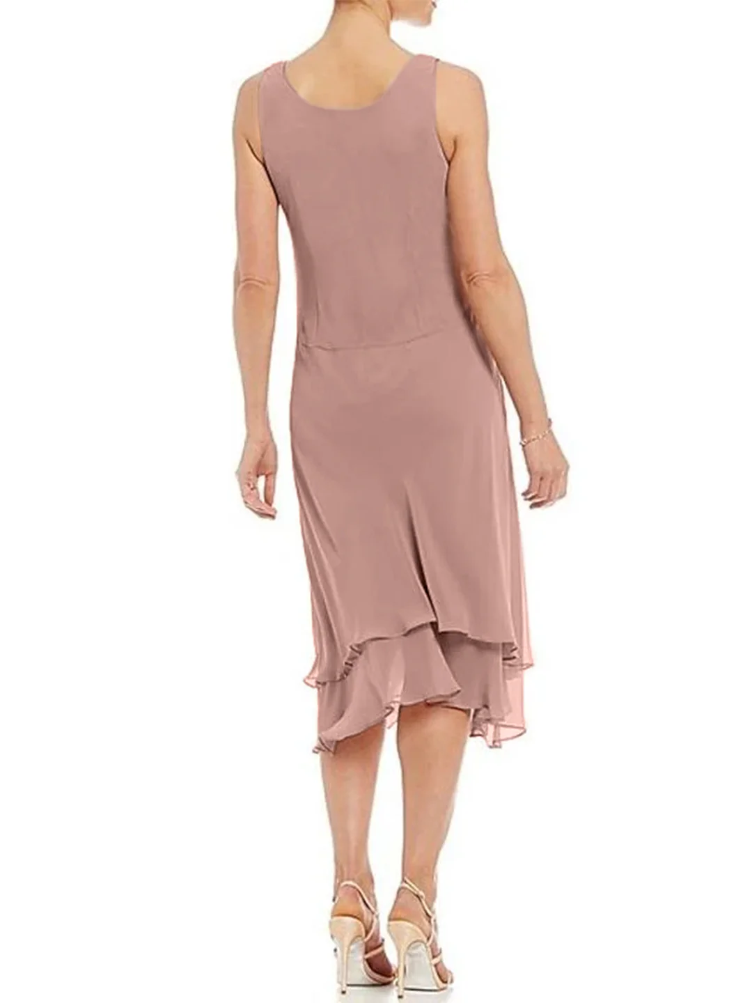 A-Line/Princess Round Neck Sleeveless Tea-Length Mother Of The Bride Dresses With Jacket - Image 4