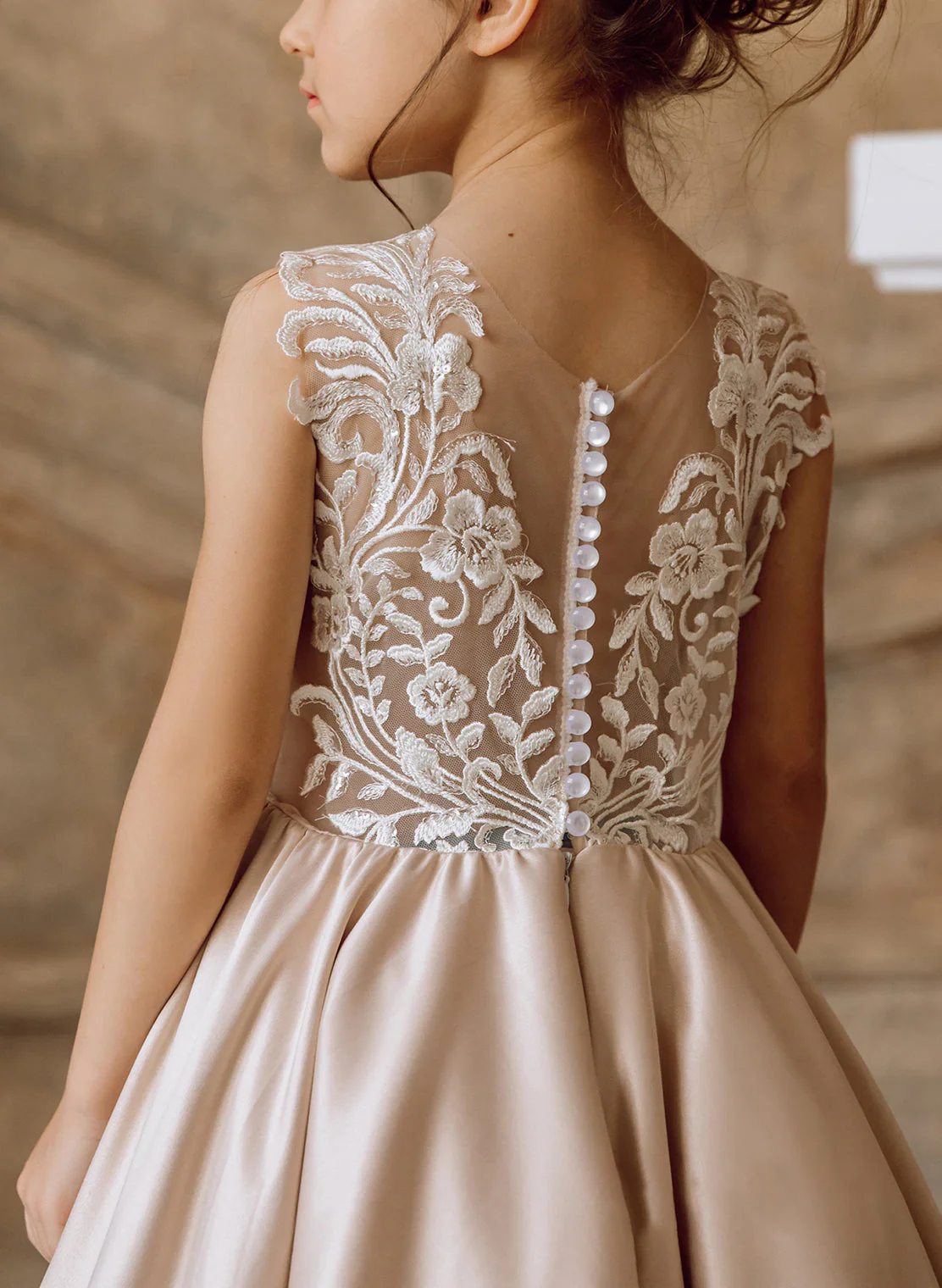 A-Line/Princess Satin Flower Girl Dresses with Applique - Image 3