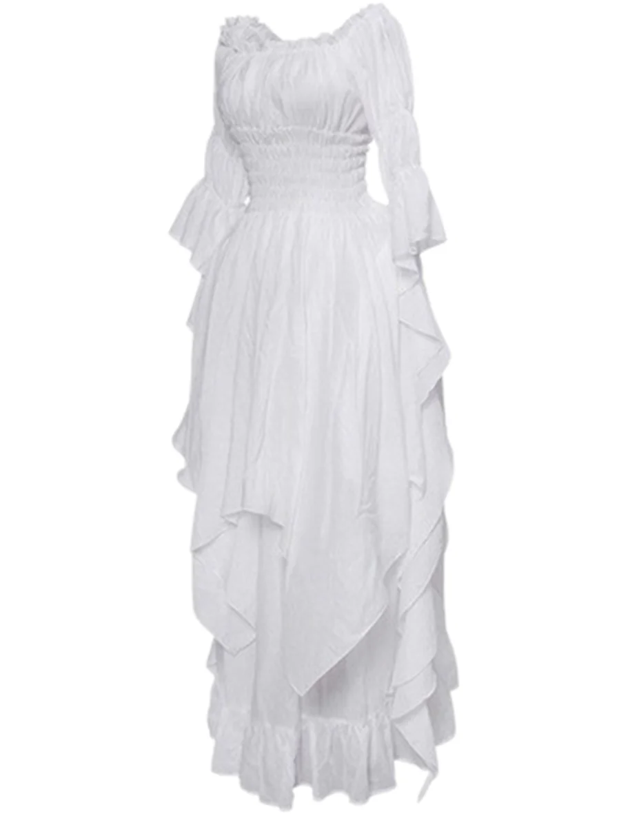 A-Line/Princess Scoop 3/4 Sleeves Vintage Costume Dresses with Ruffles & Ruches - Image 6
