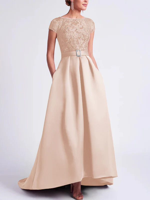 A-Line/Princess Scoop Short Sleeves Asymmetrical Mother of the Bride Dresses - Image 37
