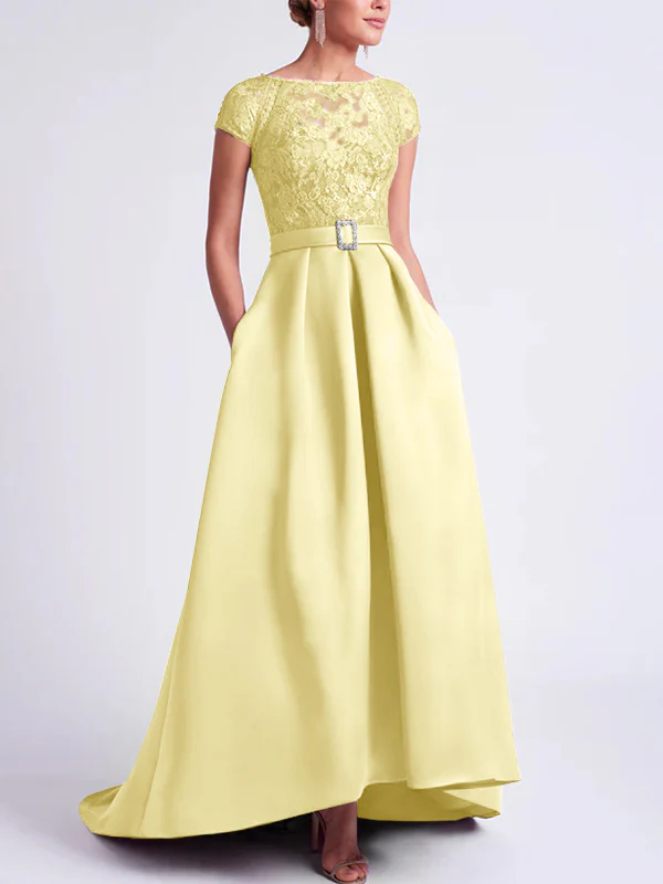 A-Line/Princess Scoop Short Sleeves Asymmetrical Mother of the Bride Dresses - Image 62