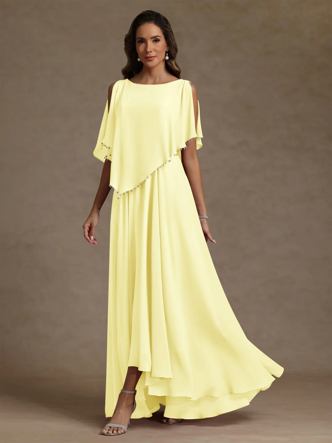 A-Line/Princess Scoop Chiffon Mother of the Bride Dresses Beading Floor-Length Pleated Sleeveless - Image 10