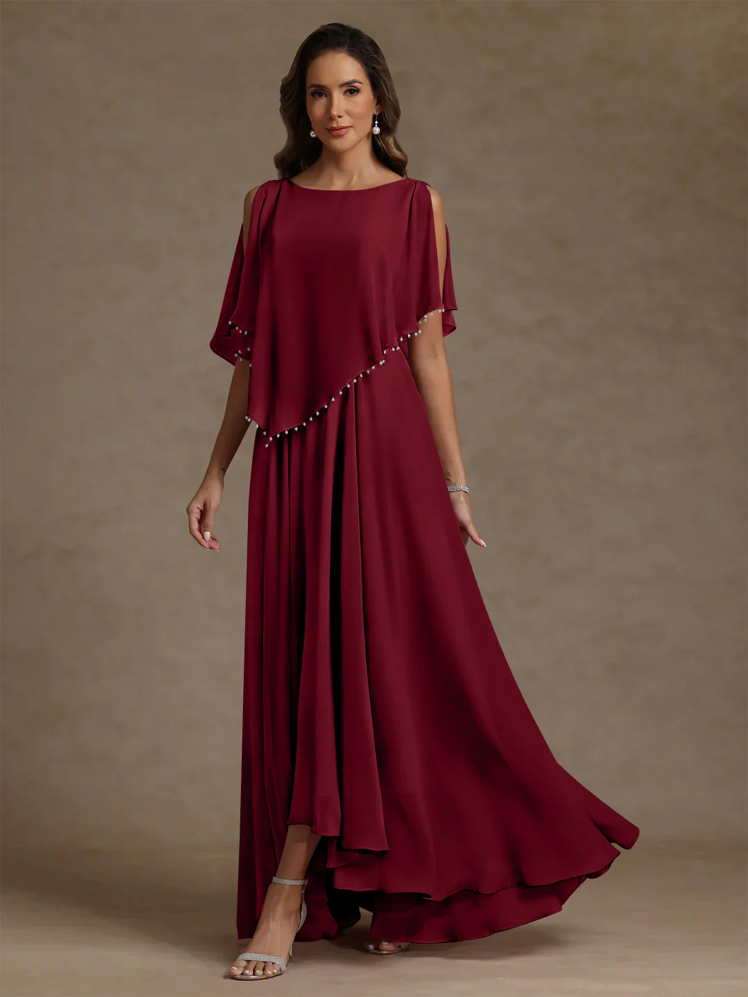 A-Line/Princess Scoop Chiffon Mother of the Bride Dresses Beading Floor-Length Pleated Sleeveless - Image 19