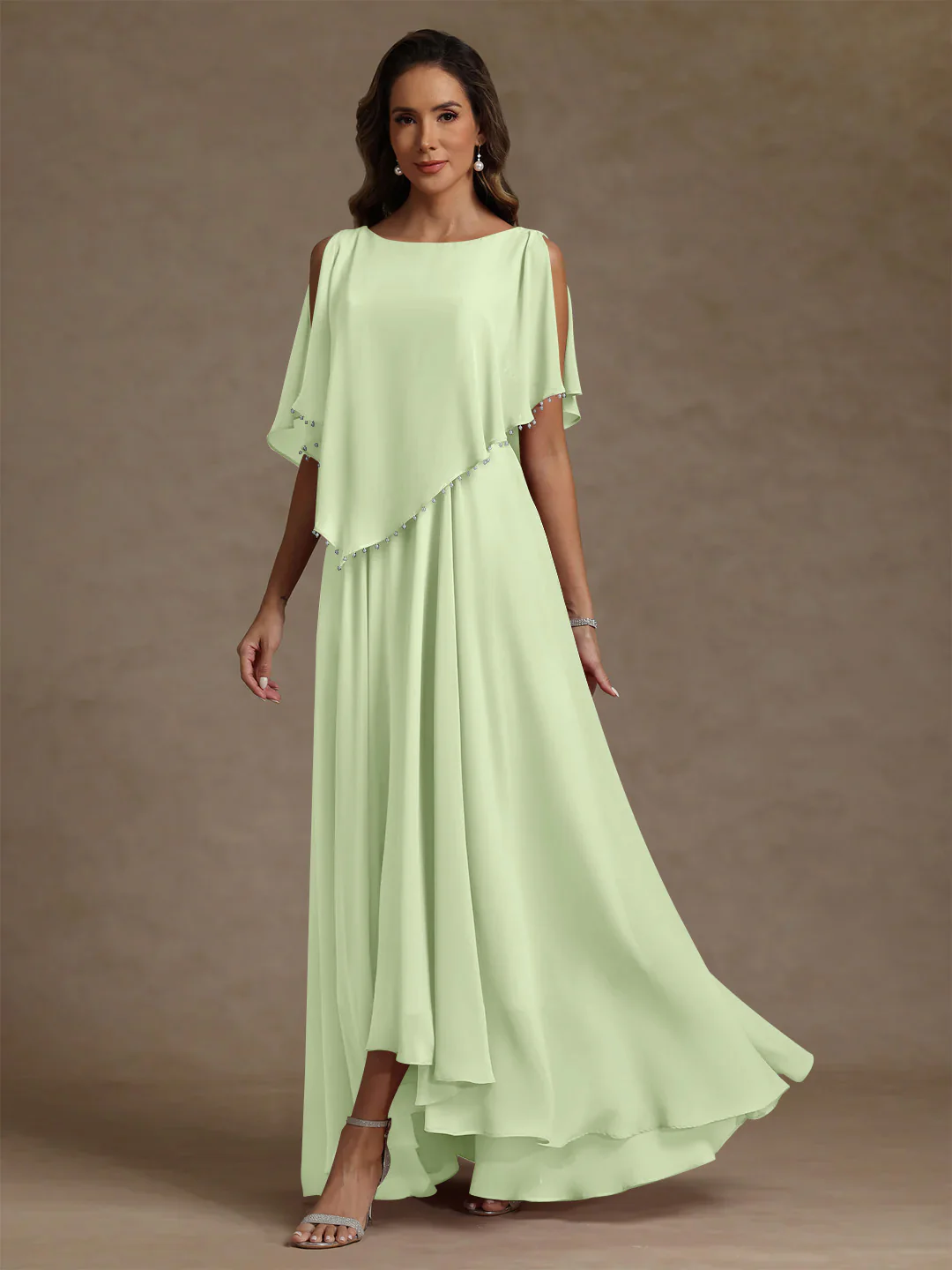 A-Line/Princess Scoop Chiffon Mother of the Bride Dresses Beading Floor-Length Pleated Sleeveless - Image 21