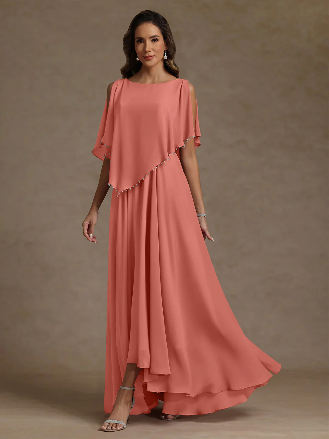 A-Line/Princess Scoop Chiffon Mother of the Bride Dresses Beading Floor-Length Pleated Sleeveless - Image 23