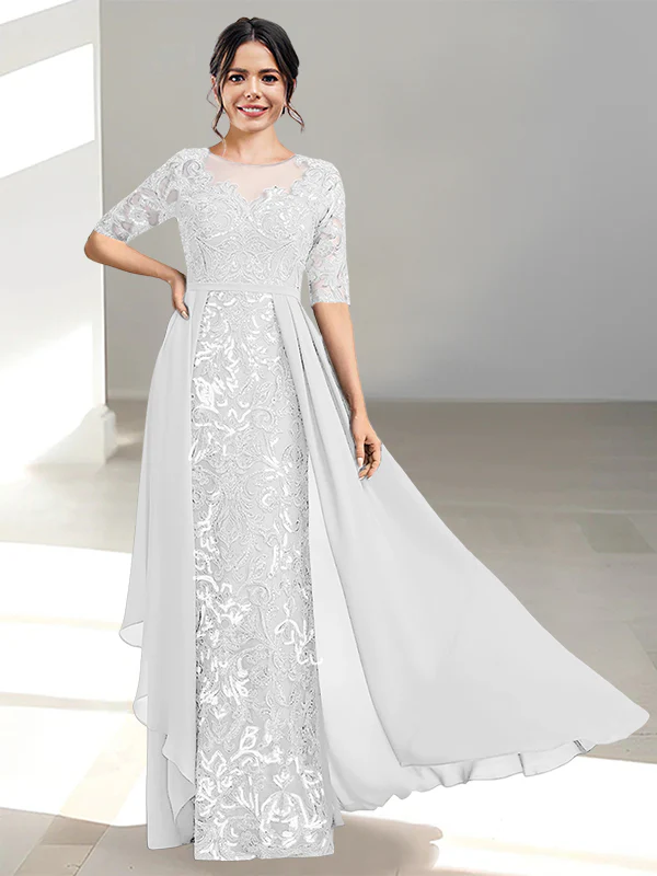 A-Line/Princess Scoop Floor-Length Mother of the Bride Dresses - Image 3