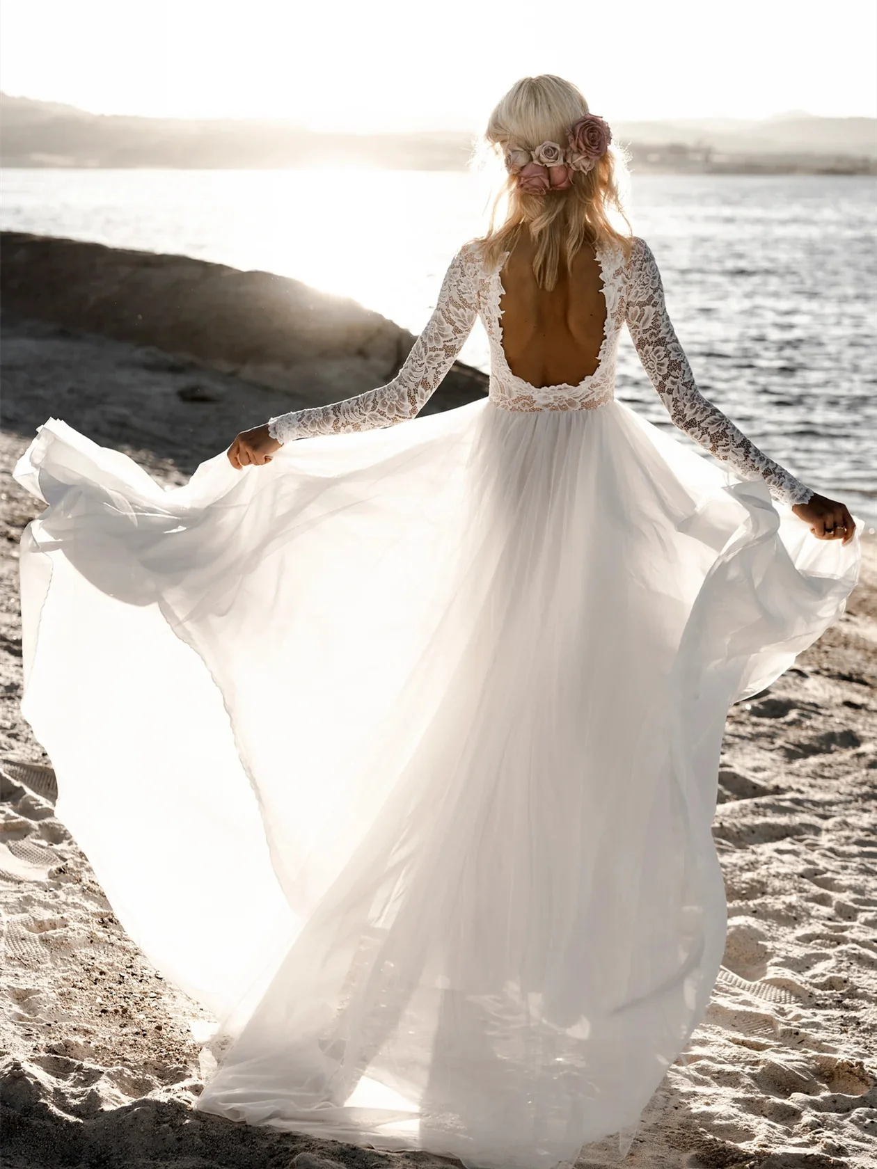 A-Line/Princess Scoop Floor-length Wedding Dress - Image 3