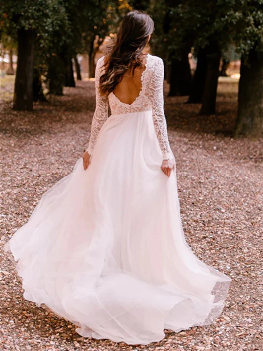 A-Line/Princess Scoop Floor-length Wedding Dress - Image 6