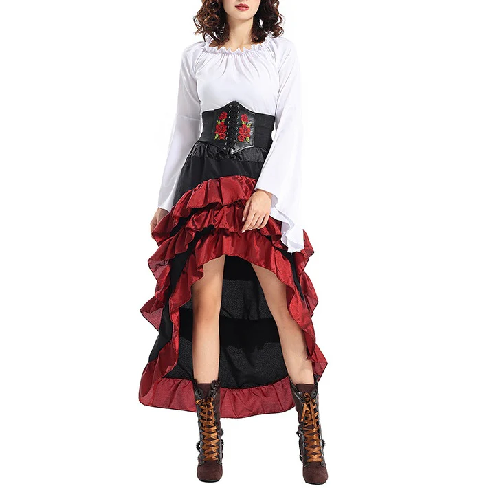 A-Line/Princess Scoop Neck Long Sleeves Asymmetrical Halloween Performance Costumes Dress with Girdle - Image 3