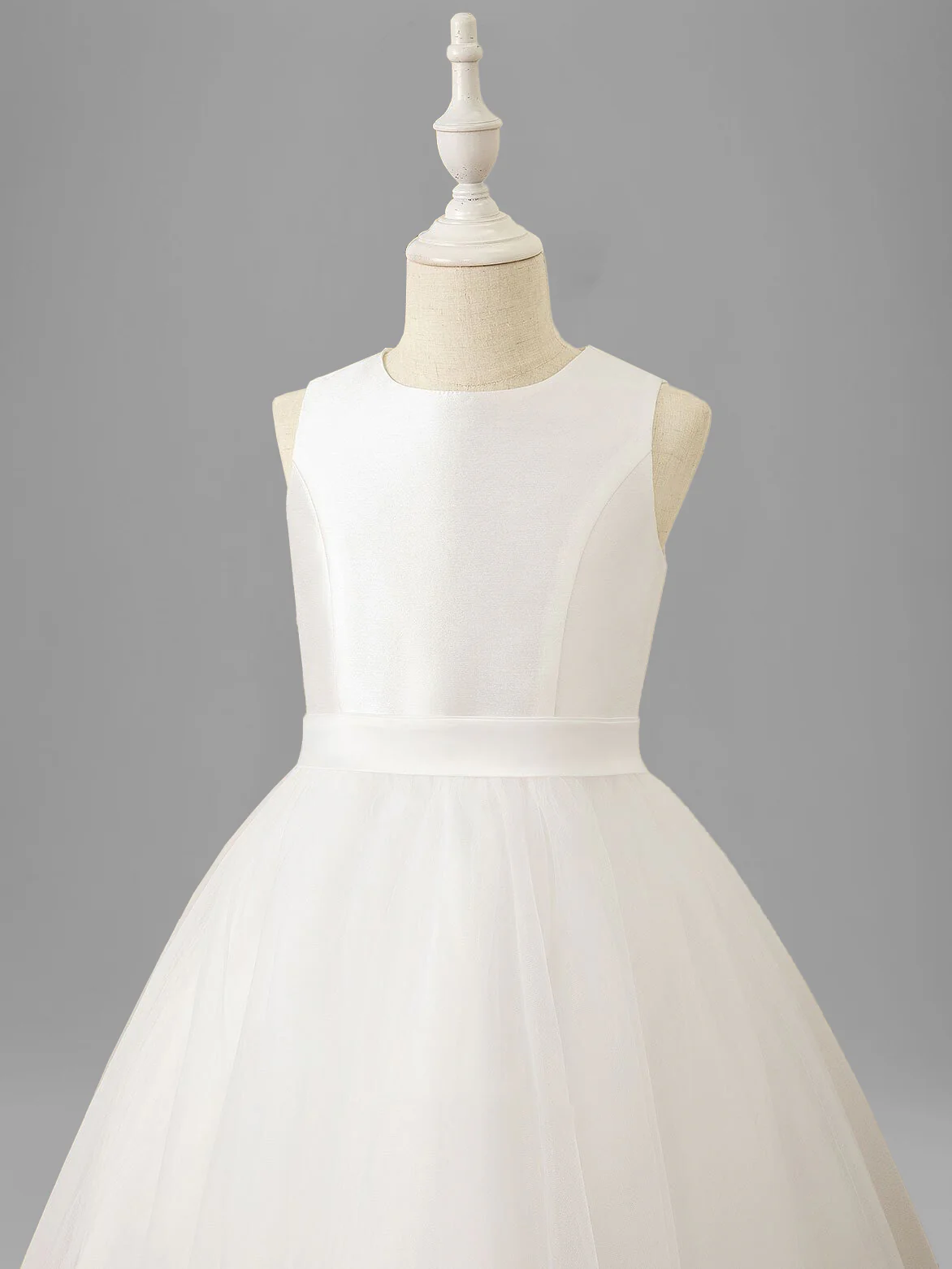 A-Line/Princess Scoop Neck Sleeveless Tea-Length Flower Girl Dress with Bowknot - Image 5