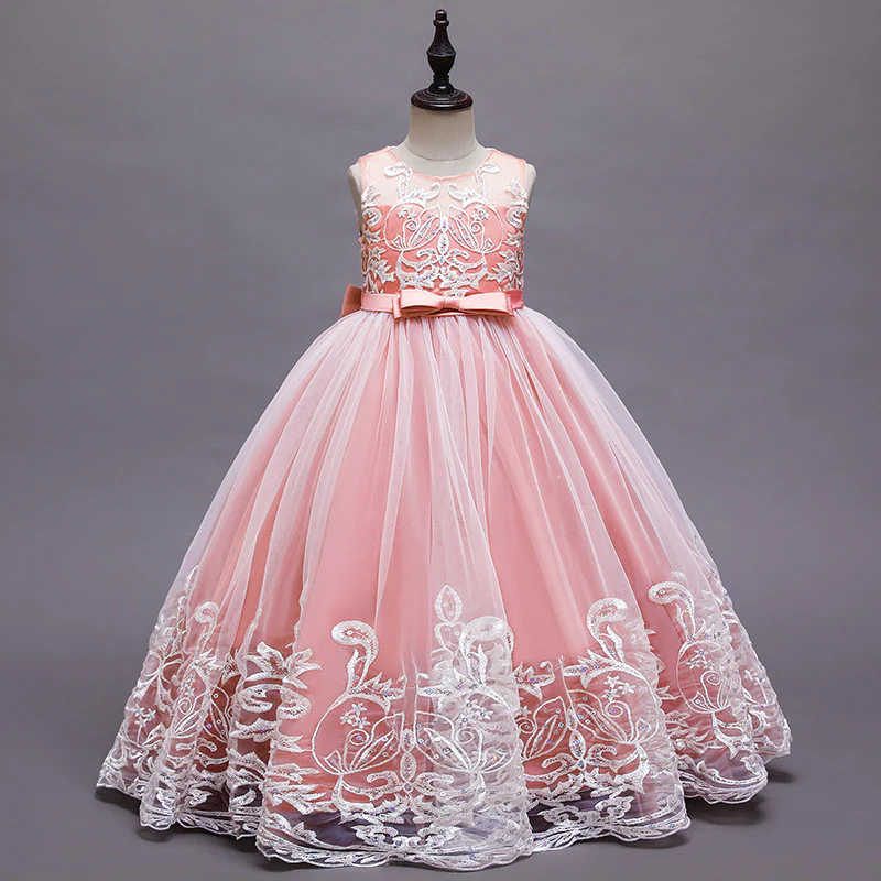A-Line/Princess Scoop Neck Sleeveless Tulle Flower Girl Dress with Lace Appliques & Bow - Image 15