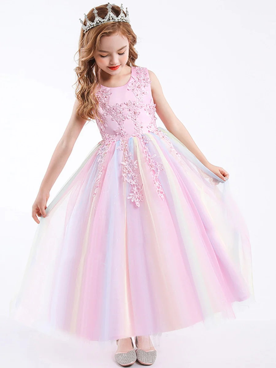 A-Line/Princess Scoop Neck Sleeveless Tulle Flower Girl Dress with Lace Appliques & Ruffles - Image 7
