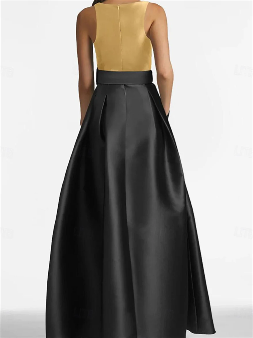 A-Line/Princess Scoop Sleeveless Floor-Length Mother of the Bride Dresses with Belt - Image 2