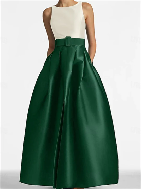 A-Line/Princess Scoop Sleeveless Floor-Length Mother of the Bride Dresses with Belt - Image 3