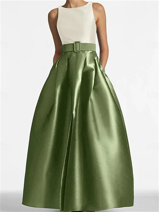 A-Line/Princess Scoop Sleeveless Floor-Length Mother of the Bride Dresses with Belt - Image 4