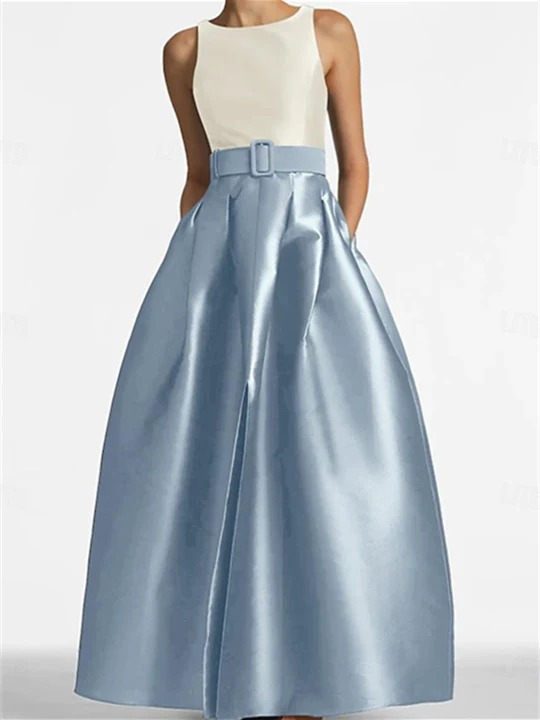 A-Line/Princess Scoop Sleeveless Floor-Length Mother of the Bride Dresses with Belt - Image 5