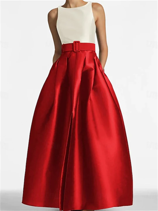 A-Line/Princess Scoop Sleeveless Floor-Length Mother of the Bride Dresses with Belt - Image 6