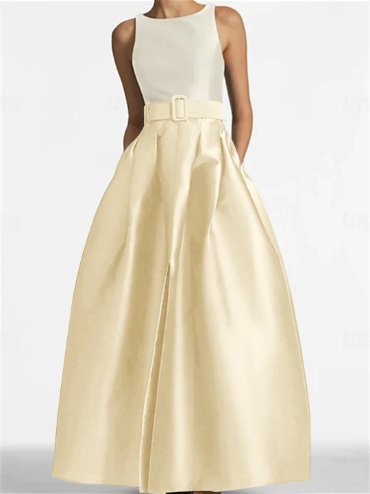 A-Line/Princess Scoop Sleeveless Floor-Length Mother of the Bride Dresses with Belt - Image 7