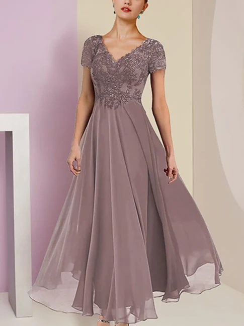 A-Line/Princess Short Sleeves Jacket Dresses Mother Of The Bride Dresses - Image 4