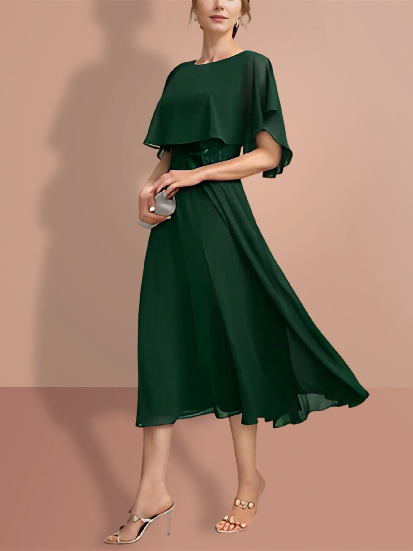 A-Line/Princess Short Sleeves Jewel Neck Mother of the Bride Dresses - Image 4