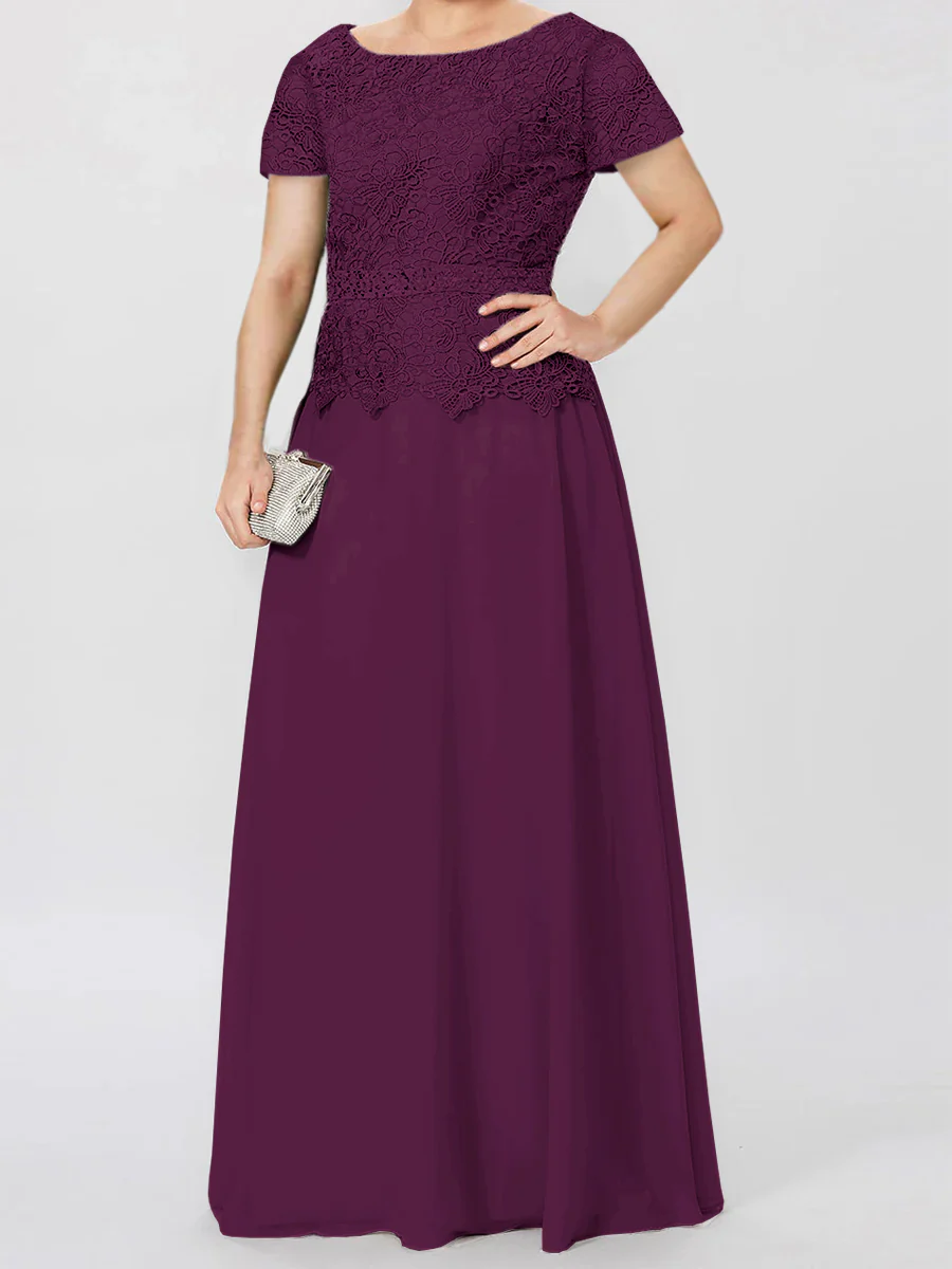 A-Line/Princess Short Sleeves Mother of the Bride Dresses with Applique & Sequins - Image 10