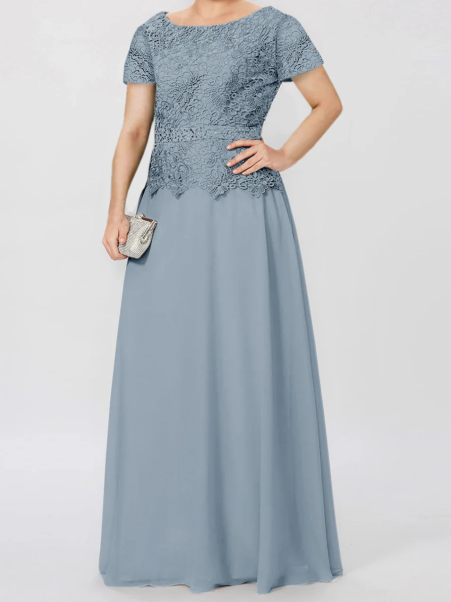 A-Line/Princess Short Sleeves Mother of the Bride Dresses with Applique & Sequins - Image 15