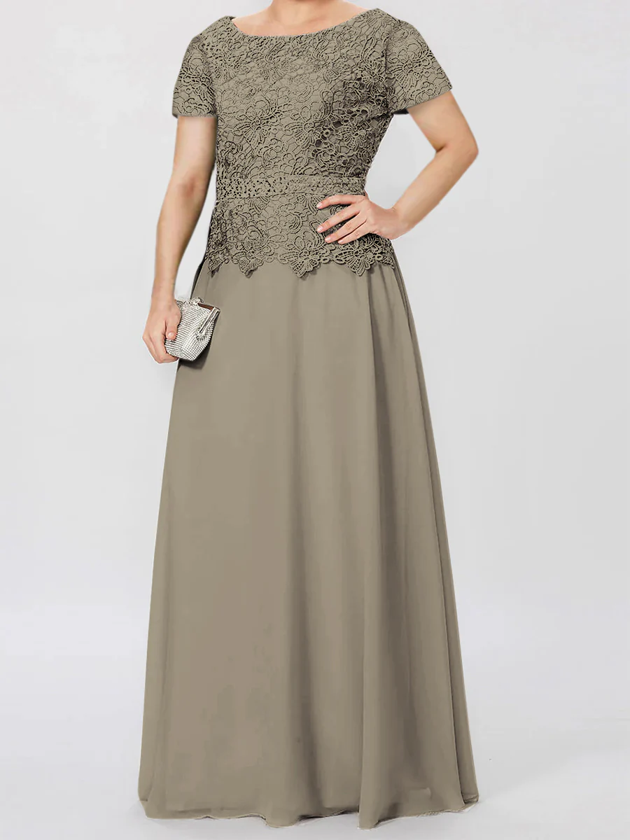 A-Line/Princess Short Sleeves Mother of the Bride Dresses with Applique & Sequins - Image 30