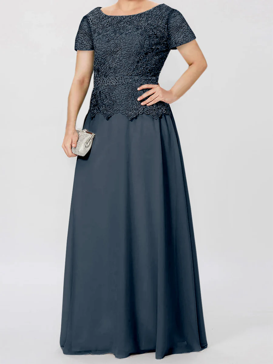 A-Line/Princess Short Sleeves Mother of the Bride Dresses with Applique & Sequins - Image 44