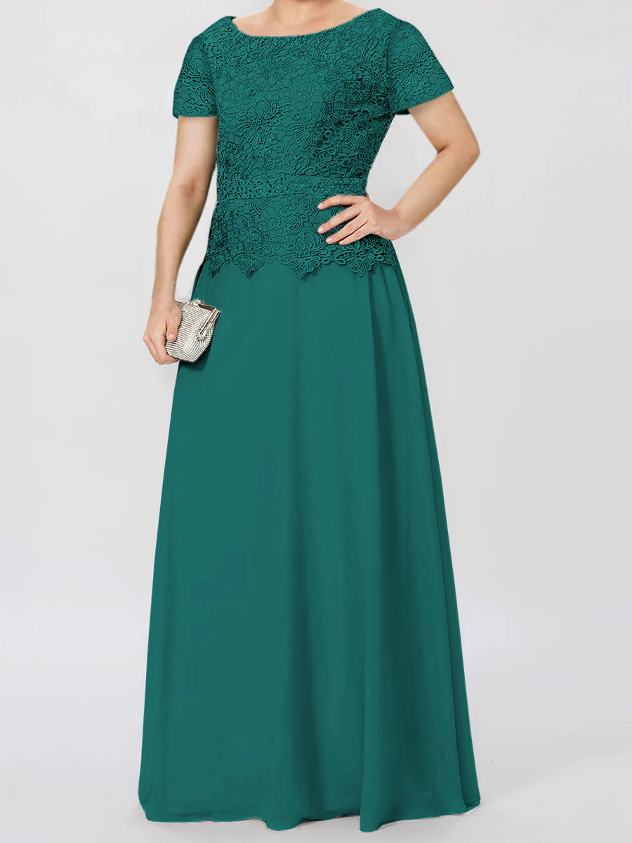 A-Line/Princess Short Sleeves Mother of the Bride Dresses with Applique & Sequins - Image 46