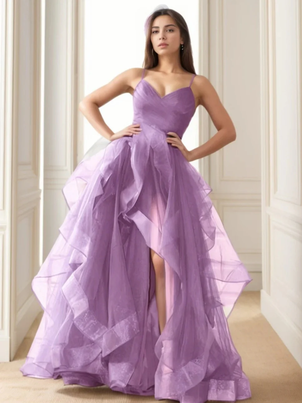 A-Line/Princess Spaghetti Straps Asymmetrical Evening Dresses - Image 2