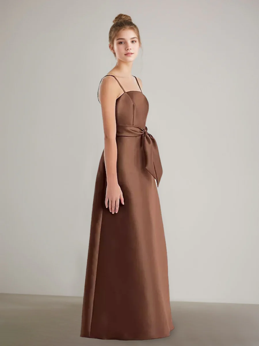 A-Line/Princess Spaghetti Straps Junior Bridesmaid Dresses with Pockets & Sash - Image 3