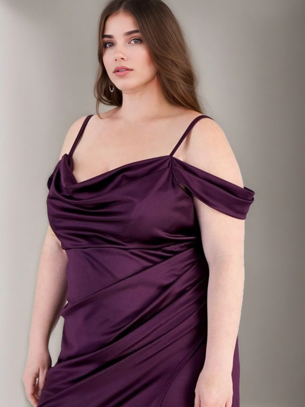 A-Line/Princess Spaghetti Straps Sleeveless Ankle-Length Plus Size Prom Dresses With Ruffles & Split Side - Image 3