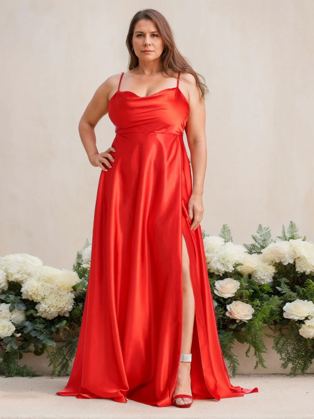 A-Line/Princess Spaghetti Straps Sleeveless Floor-Length Bridesmaid Dresses with Split Side - Image 3