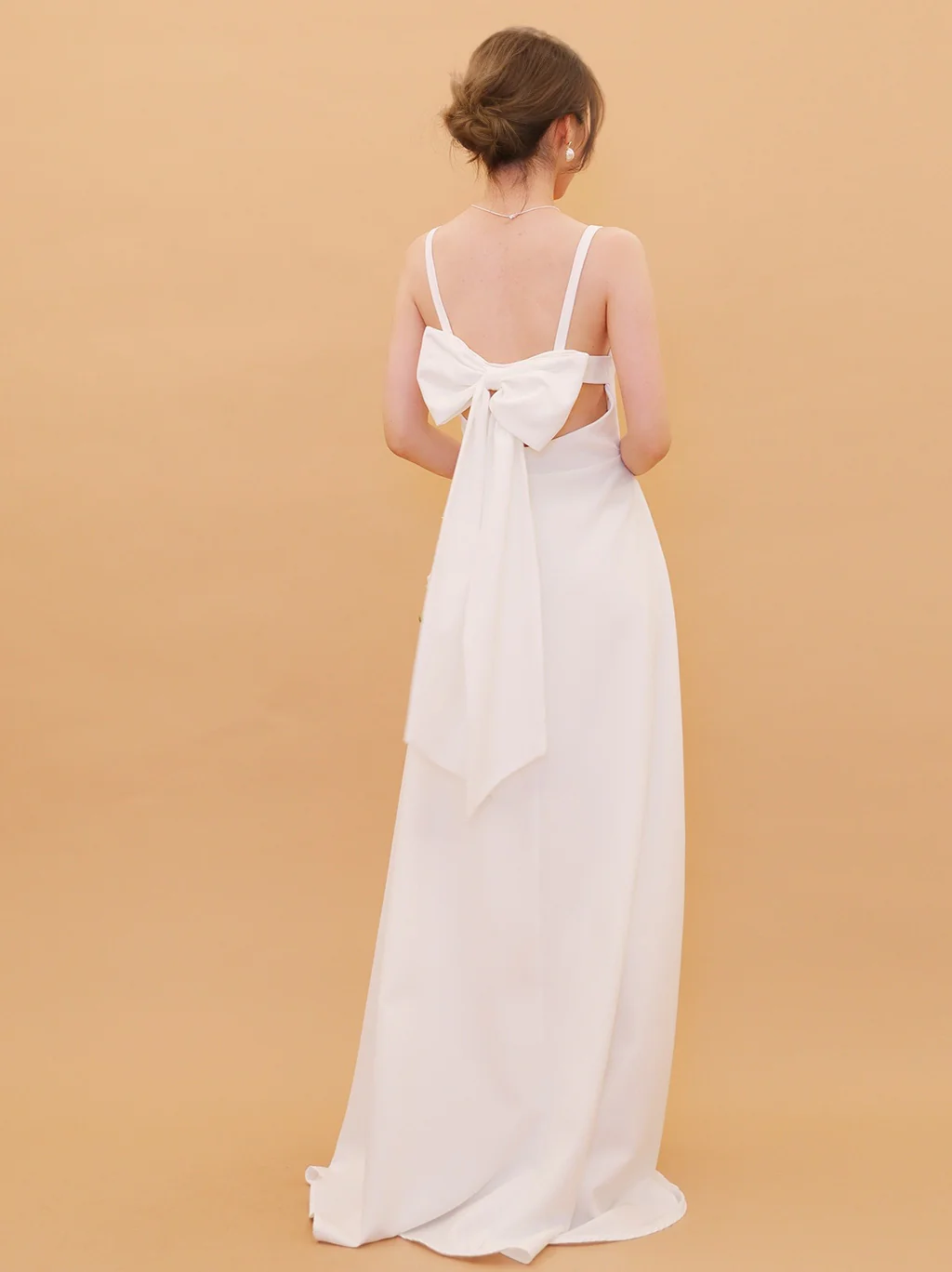 A-Line/Princess Spaghetti Straps Sleeveless Floor-Length Wedding Dresses with Bow - Image 2