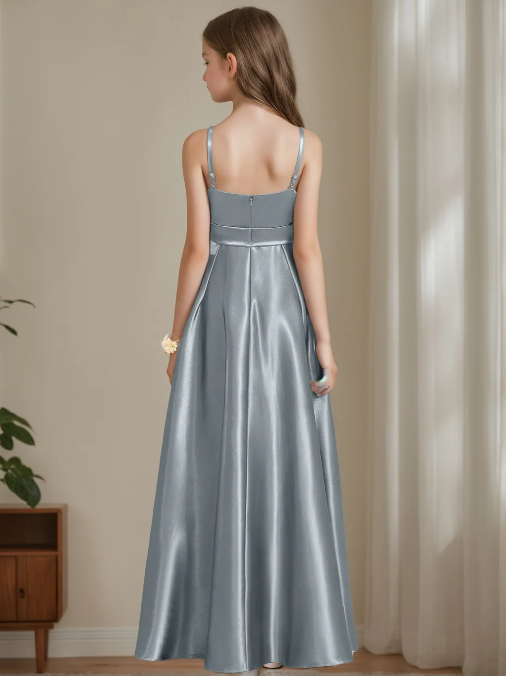 A-Line/Princess Spaghetti Straps Sleeveless Junior Bridesmaid Dresses with Sash - Image 2