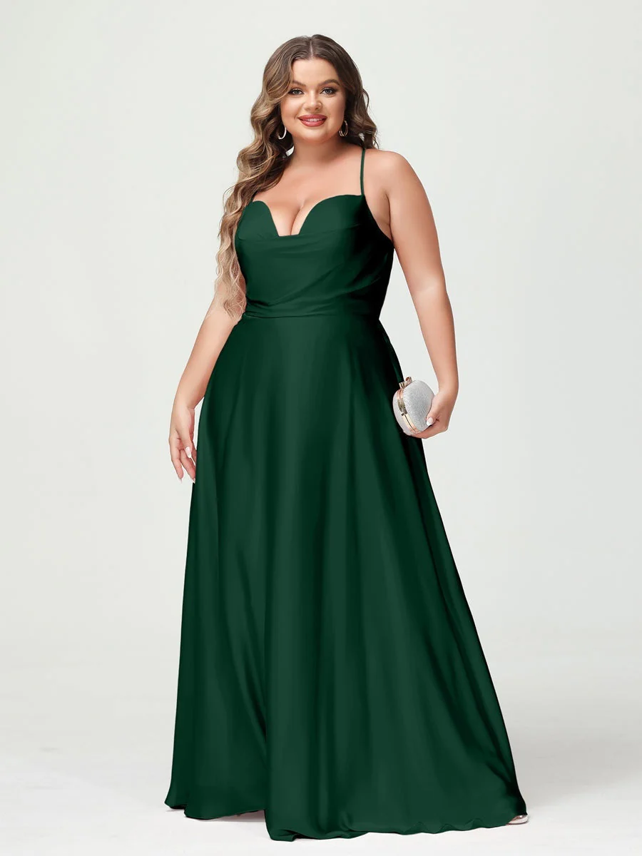A-Line/Princess Spaghetti Straps Sleeveless Plus Size Bridesmaid Dresses - Image 10