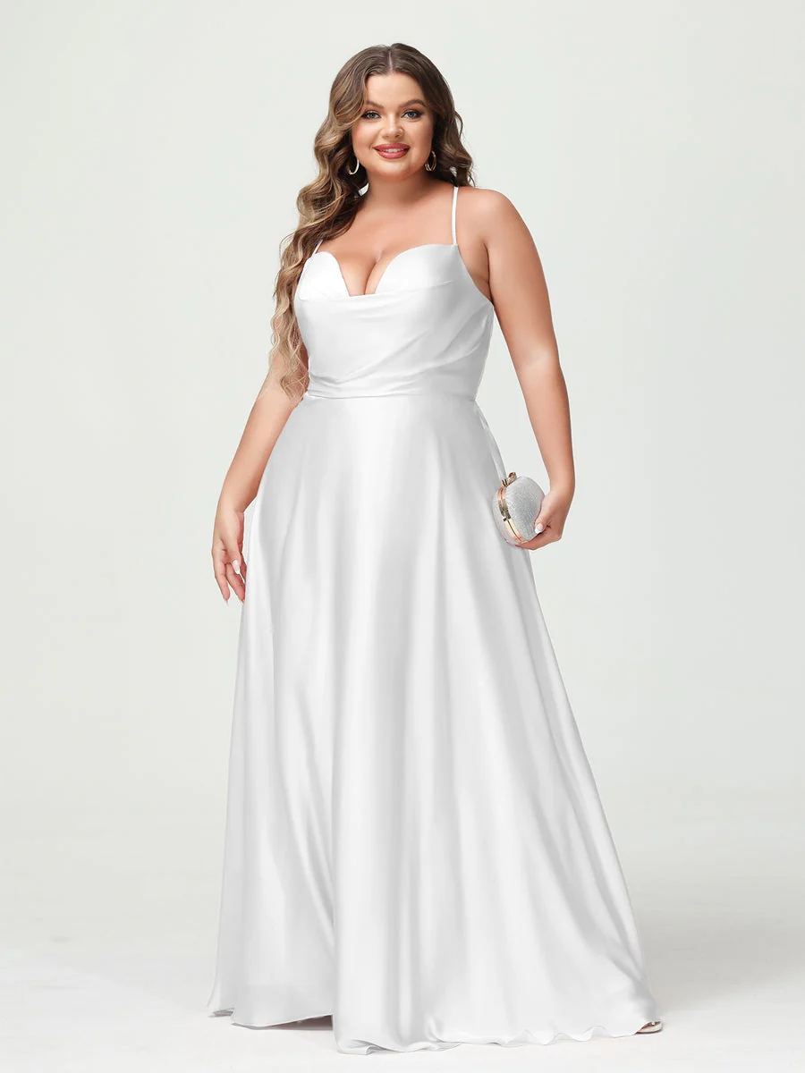 A-Line/Princess Spaghetti Straps Sleeveless Plus Size Bridesmaid Dresses - Image 14