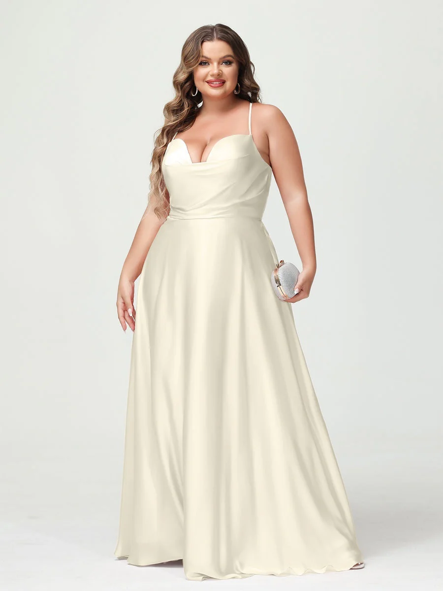 A-Line/Princess Spaghetti Straps Sleeveless Plus Size Bridesmaid Dresses - Image 16