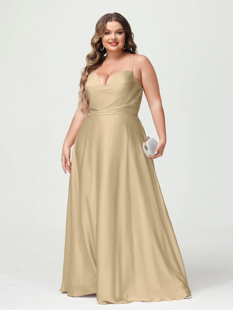 A-Line/Princess Spaghetti Straps Sleeveless Plus Size Bridesmaid Dresses - Image 19