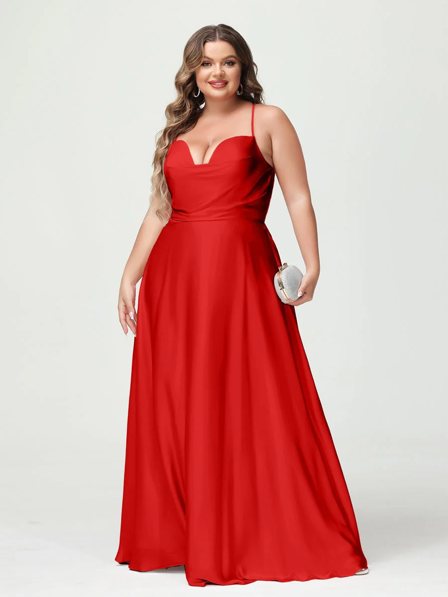 A-Line/Princess Spaghetti Straps Sleeveless Plus Size Bridesmaid Dresses - Image 28