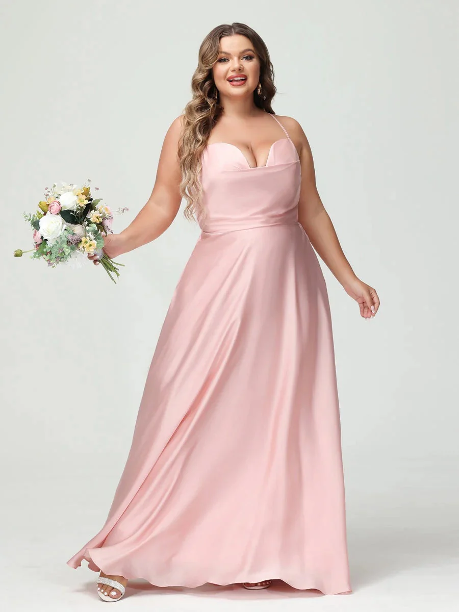 A-Line/Princess Spaghetti Straps Sleeveless Plus Size Bridesmaid Dresses - Image 3