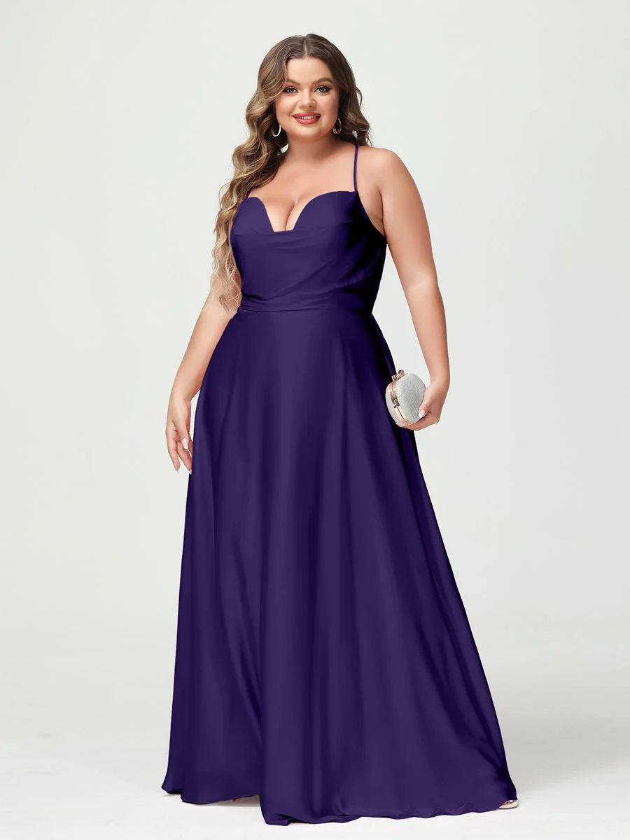 A-Line/Princess Spaghetti Straps Sleeveless Plus Size Bridesmaid Dresses - Image 31