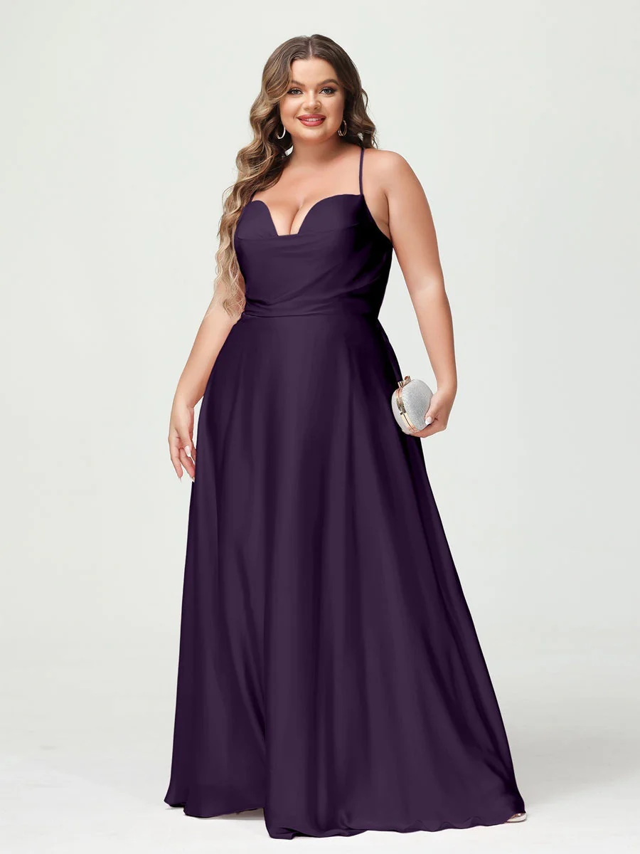 A-Line/Princess Spaghetti Straps Sleeveless Plus Size Bridesmaid Dresses - Image 34