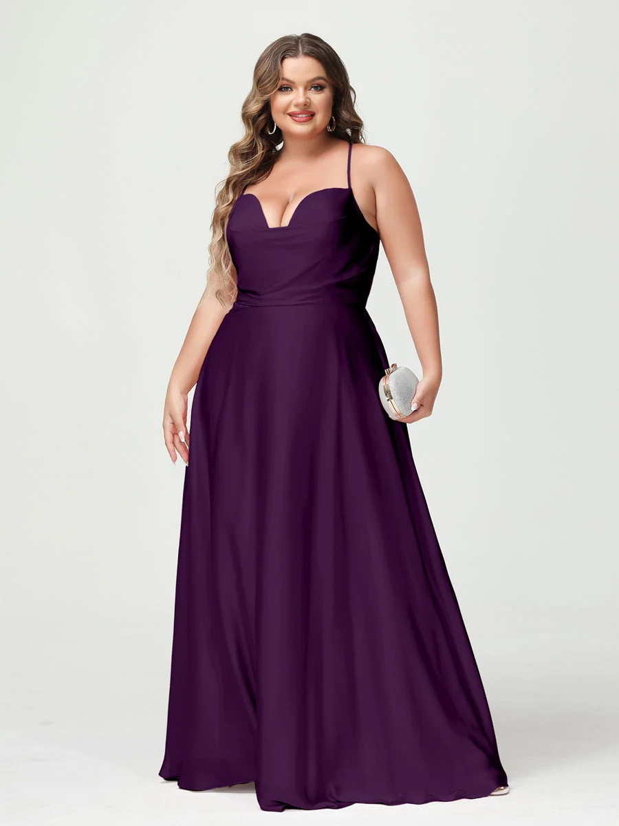 A-Line/Princess Spaghetti Straps Sleeveless Plus Size Bridesmaid Dresses - Image 35